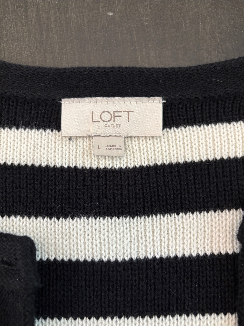 LOFT Black and White Striped Women’s Cardigan Jacket - Picture 2 of 4